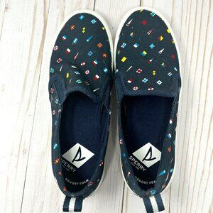 Sperry Nautical Flag Slip-On Canvas Shoes size 5.5